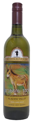 Georgischer Wein ALAZANIS VALLEY(Flasche mit Drehverschluss), weiß halbsüß, aus autochthone Rebsorte Rkatsiteli, 0,75L, Georgien, Sommerwein von TSINAPARI
