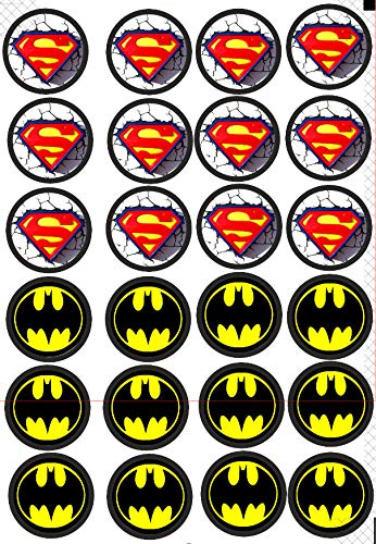 24 Muffin & Cupcake Aufleger Premium Esspapier Batman Superman C1 von TTS-24