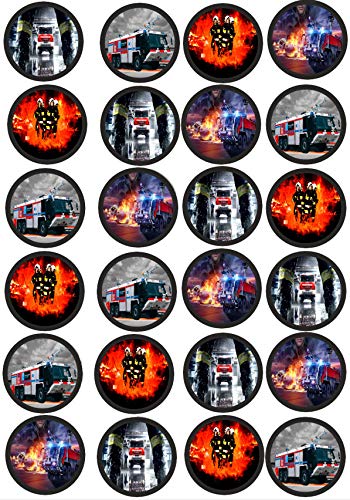 24 Muffin & Cupcake Aufleger Premium Esspapier Feuerwehr C1 von Shanrya