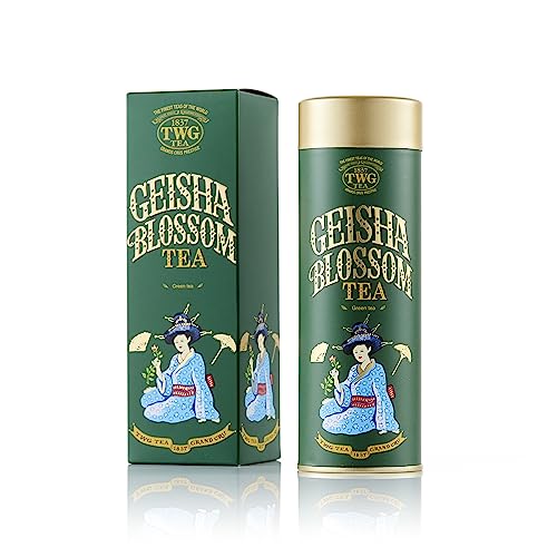 TWG Tea | Geisha Blossom Tea | Grüner Tee | Passionsfrucht- und Ringelblumenblätter | Haute Couture Dose, 100G | Geschenkset von TWG