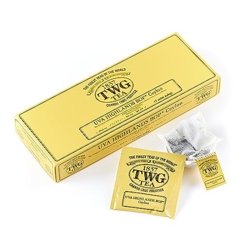 TWG Tea | Uva Highlands BOP, Schwarzteemischung in 15 handgenähten Teebeuteln aus Baumwolle in einer Geschenkbox, 37,5 g von TWG