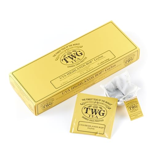 TWG Tea | Uva Highlands Bop | Schwarzer Tee | Goldener Aufguss | 15 Handgenähte Teebeutel aus Baumwolle | Geschenkset von TWG