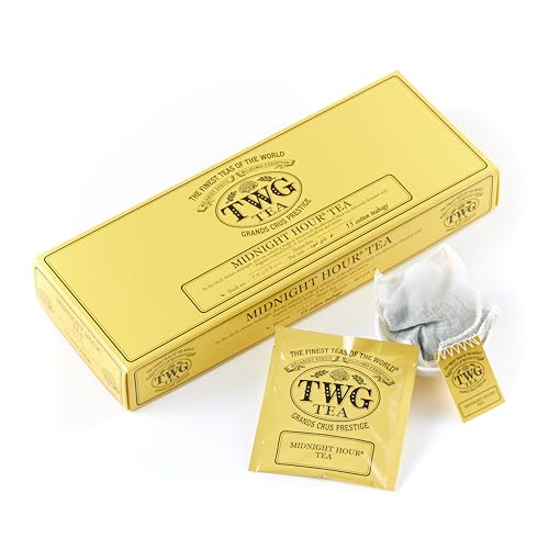 TWG Tea | Midnight Hour Tea | Schwarzer Tee | Duftende Tropische Früchte | 15 Handgenähte Teebeutel aus Baumwolle | Geschenkset von TWG Tea