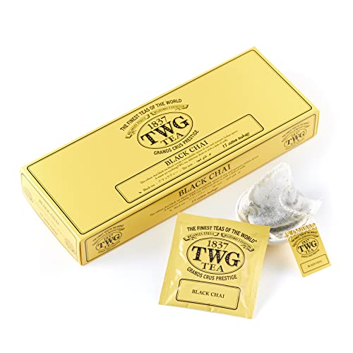 TWG Tea | Black Chai, Schwarzteemischung in 15 handgenähten Teebeuteln aus Baumwolle in einer Geschenkbox, 37,5 g von TWG