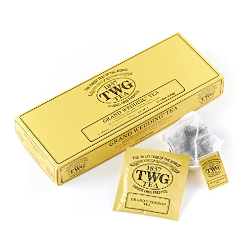 TWG Tea Grand Wedding Schwarzteemischung in 15 handgenähten Teebeuteln aus Baumwolle in einer Geschenkbox, Waldbeere, 37.5 gramm von TWG
