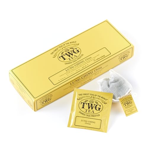 TWG Tea | Lung Ching | Grüner Tee | Aromatischer Jadeaufguss | 15 Handgenähte Teebeutel aus Baumwolle | Geschenkset von TWG