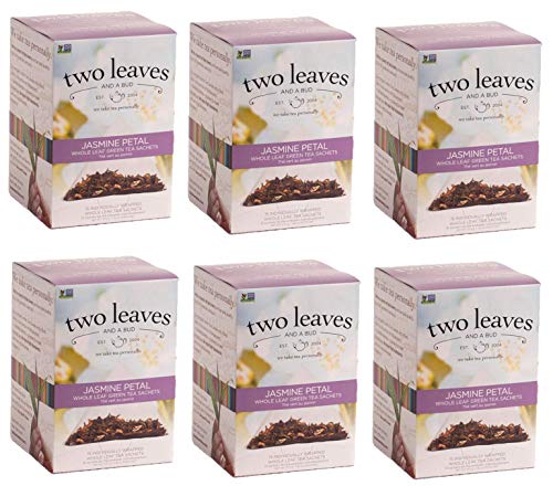 6 x Two Leaves and a Bud | Jasminblüten | Grüner Tee | Bio Tee | Black Tea | Pyramiden-Teebeutel | aromaversiegelt | ohne Zucker | 6 x 15 Teebeutel (90 Teebeutel) von TWO LEAVES AND A BUD