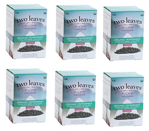 6 x Two Leaves and a Bud | Pfefferminz | Kräuter Tee | Bio Tee | Herbal Peppermint Tea | Pyramiden-Teebeutel | aromaversiegelt | ohne Zucker | 6 x 15 Teebeutel (90 Teebeutel) von TWO LEAVES AND A BUD