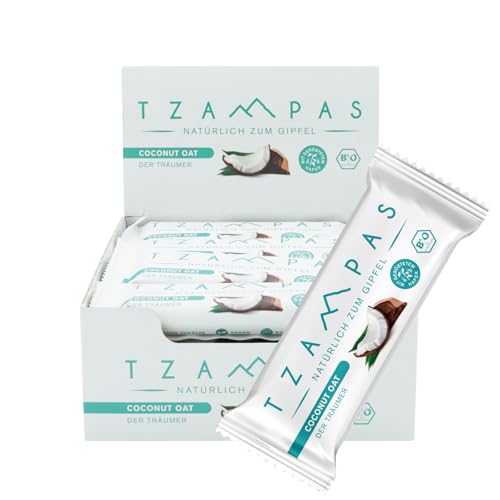 TZAMPAS Energieriegel Bio · Riegel mit Kokos & Hafer · Ideal für Sport & Fitness · Vegan, Clean Eating · 16 x 40g TZAMPAS Energieriegel Bio · Riegel mit Kokos & Hafer · Ideal für Sport & Fitness · Vegan, Clean Eating · 16 x 40g von TZAMPAS