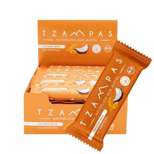 TZAMPAS Energieriegel Bio · Riegel mit Kurkuma & Kokos · Ideal für Sport & Fitness · Vegan, Clean Eating · 16 x 40g von TZAMPAS