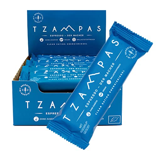 TZAMPAS Energieriegel Espresso (16x40g) - Energy Riegel aus gerösteter Gerste mit Espressobohnen - Power Riegel | Energieriegel Radsport geeignet - Bio Riegel vegan & ohne Zusätze von TZAMPAS