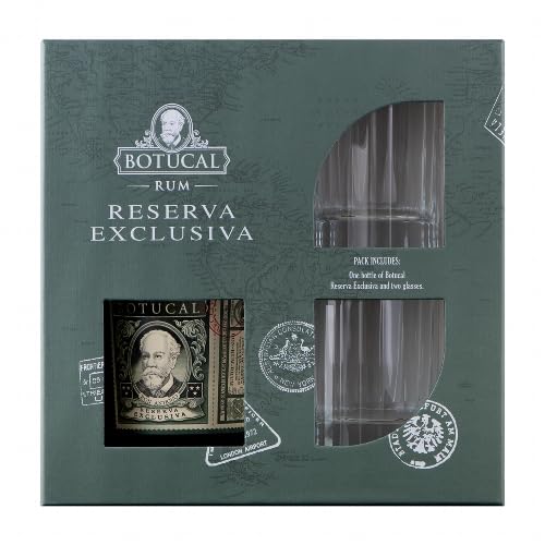 Botucal Premium Rum Geschenk Set | Rum Reserva Exklsuiva + 2 Gläser gratis | 700ml | 40% vol. | 12 Jahre gereift in Pot-Still- + Kolonnen-Destillat von Tabakland ...ALLES WAS ANMACHT!