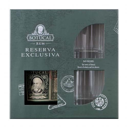 Botucal Premium Rum Geschenk Set | Rum Reserva Exklsuiva + 2 Gläser gratis | 700ml | 40% vol. | 12 Jahre gereift in Pot-Still- + Kolonnen-Destillat von Tabakland ...ALLES WAS ANMACHT!