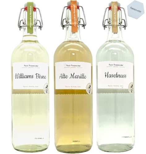 Paula Pumpernickel Obstbrand 3er-Set | Haselnuss 30%, Alte Marille 35%, Williams-Birne 35% | 3x 1000ml Paula Pumpernickel Obstbrand 3er-Set | Haselnuss 30%, Alte Marille 35%, Williams-Birne 35% | 3x 1000ml von Tabakland ...ALLES WAS ANMACHT!