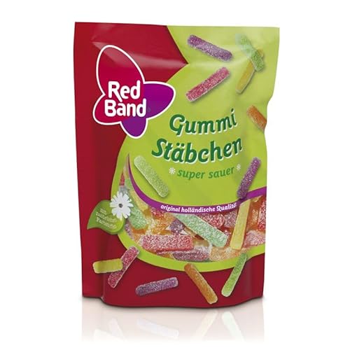 Red Band Gummi Stäbchen Super Sauer - Einzelpackung (1 x 200g) mit natürlichen Farbstoffen - Original holländische Qualität - von Tabakland ...ALLES WAS ANMACHT!