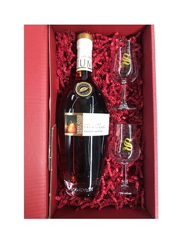 Scheibel Premium Plus Moor-Birne Brandy 40% Vol. + 2 hochwertige Signatory-Gläser mit 2 und 4cl Eichstrich im Geschenkset (1 x 0,7 Ltr) - Perfekt für besondere Anlässe von Tabakland ...ALLES WAS ANMACHT!