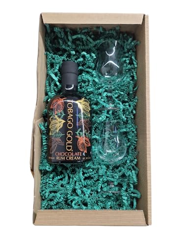 Tobago Gold CHOCOLATE CREAM Rum Liqueur 17% Vol. 0,5 mit 2 hochwertigen Gläsern im Oster-Geschenkset von Tabakland ...ALLES WAS ANMACHT!