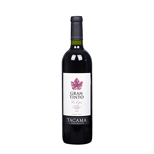 Vino Gran Tinto TACAMA, 13,5% vol., 750ml - Peruanischer Rotwein aus den Rebsorten Malbec, Petit Verdot und Tannat von Tacama