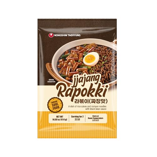 NONGSHIM Taekyung Rapokki (Jjajang, 400 ml) – authentisches koreanisches Street Food, Ramen und Reiskuchen, schwarze Bohnen; schnell und einfach zuzubereiten, fertig in 4 Minuten von Taekyung