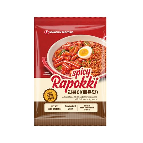 NONGSHIM Taekyung Rapokki (scharf, 400 ml) – authentisches koreanisches Street Food, Ramen-Nudeln mit Reiskuchen; schnell und einfach zuzubereiten, fertig in 4 Minuten von Taekyung