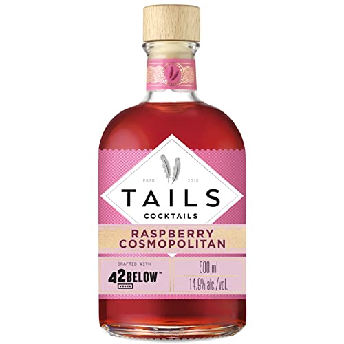 Tails Cocktails Raspberry Cosmopolitan, mit 42BELOW Wodka gemixt, Ready-To-Drink Getränke-Mix für 4 servierfertige, aromatische Cocktails in Sekunden, 14,9 Vol-%, 50 cl/500 ml von Tails