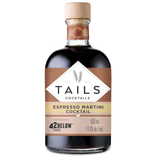 Tails Cocktails Espresso Martini Cocktail, mit 42Below Vodka gemixt, Ready-To-Drink Getränke-Mix für 4 servierfertige Cocktails in Barqualität, einfach mit Eis shaken, 14,9% Vol., 50 cl/500 ml von Tails