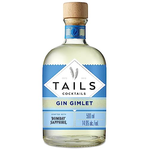 Tails Cocktails Gin Gimlet, mit Bombay Sapphire Gin gemixt, Ready-To-Drink Getränke-Mix für 4 servierfertige Cocktails in Barqualität, einfach mit Eis shaken, 14,9% Vol., 50 cl/500 ml von Tails