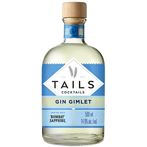 Tails Cocktails Gin Gimlet, mit Bombay Sapphire Gin gemixt, Ready-To-Drink Getränke-Mix für 4 servierfertige Cocktails in Barqualität, einfach mit Eis shaken, 14,9% Vol., 50 cl/500 ml von Tails