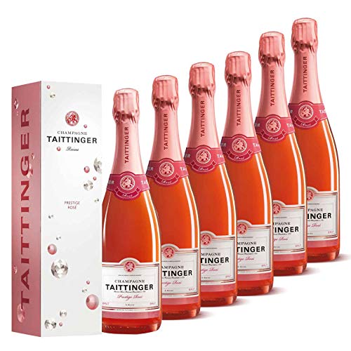 Taittinger Champagner Set 6x 0,75l Brut Prestige Rosé je in Geschenkverpackung - Champagnerset von Taittinger