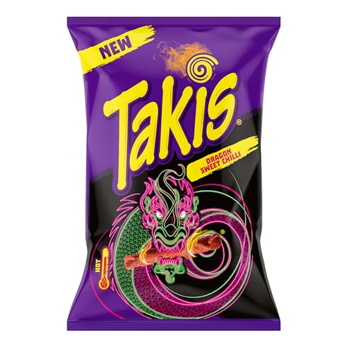 Takis Corn Chips - 18 x 100g - DIE heißen Chips der Stunde im Vorteilspack (Dragon Sweet Chili) von Takis