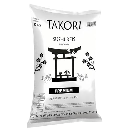 Takori - Sushi Reis, Premium Reis 20kg für Sushi aus Italien, Geschmacksintensiver Reis mit hochwertiger Qualität, Rundkorn Reis von Takori