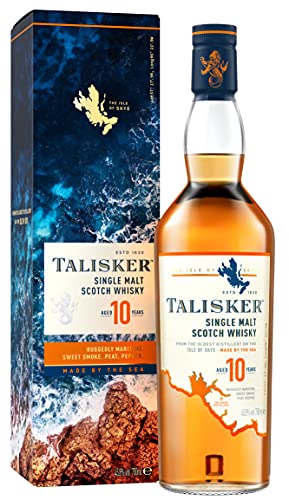Talisker 10 Jahre | aromatischer Single Malt Scotch Whisky | mit Geschenkverpackung | handverlesen von der schottischen Insel Skye | 45,8% vol | 700ml Einzelflasche | von Talisker