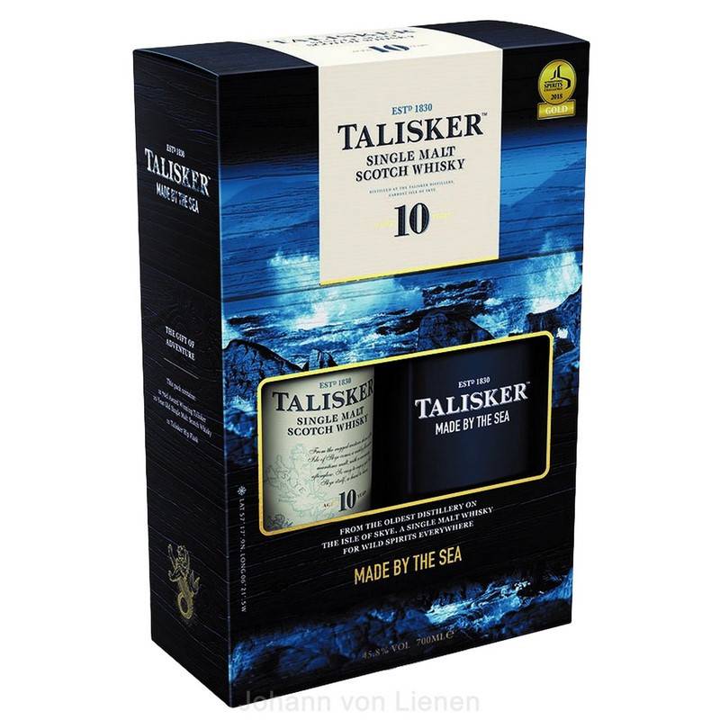 Talisker 10 Jahre in Geschenkpackung mit Flachmann 0,7 L 45,8%vol von Talisker