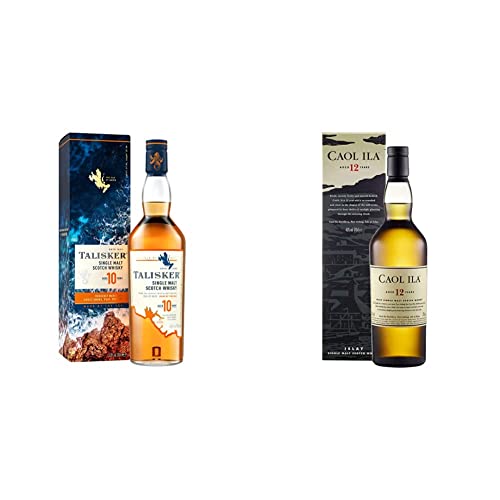 Talisker 10 Jahre | mit Geschenkverpackung | aromatischer Single Malt Scotch Whisky | handverlesen von der schottischen Insel Skye | 45.8% vol | 700ml | & Caol Ila 12 Jahre | 43% vol | 700ml von Talisker