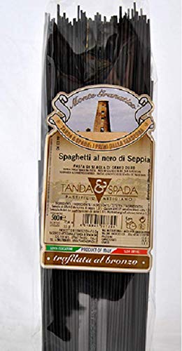 Spaghetti nero seppia, schwarze Nudeln gefärbt mit Tintenfischtinte, 500g von Tanda
