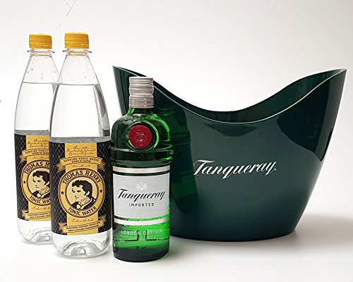 Gin Tonic Set - Tanqueray London dry Gin 0,7l 700ml (47,3% Vol) + 2x Thomas Henry Tnoic Water 1L + Flaschenkühler - Inkl. Pfand MEHRWEG von Thomas Henry-Thomas Henry