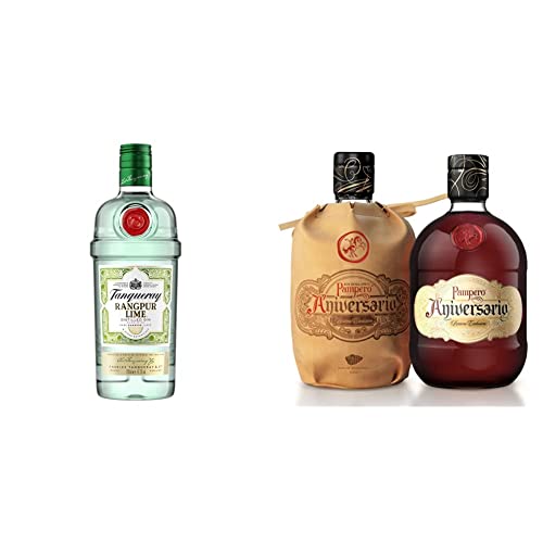 Tanqueray Rangpur Lime | 41,3% vol | 700ml & Pampero Aniversario Rum | mit Geschenkverpackung | Preisgekrönter, aromatischer Rum | blended in den Weiten Venezuelas | 40% vol | 700ml von Tanqueray