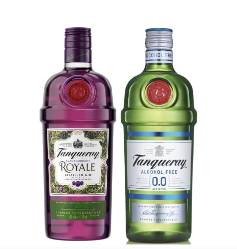 Tanqueray Blackcurrant Royale Gin + Tanqueray 0,0% | aromatisierter Gin + alkoholfreie Destillat-Alternative | das ideale Sommergeschenk | für Gin & Tonic & nicht-alkoholische Mix-Getränke | von Tanqueray