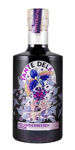 Tante Dele Holunderbeeren-Likör | Süßer Geschmack dunkler Holunderbeeren mit Hauch von Vanille | 100% natürlich | Hergestellt am Niederrhein | pur oder Longdrink | Flasche Unikat | 19% Vol. | 0,5l Tante Dele Holunderbeeren-Likör | Süßer Geschmack dunkler Holunderbeeren mit Hauch von Vanille | 100% natürlich | Hergestellt am Niederrhein | pur oder Longdrink | Flasche Unikat | 19% Vol. | 0,5l von Tante Dele