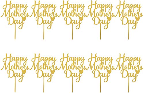 10 Stück Happy Mothers Day Cake Toppers Cupcake Topper Acryl Kuchen Picks für Geburtstag Party Muttertag Kuchen Dekoration von Taotenish