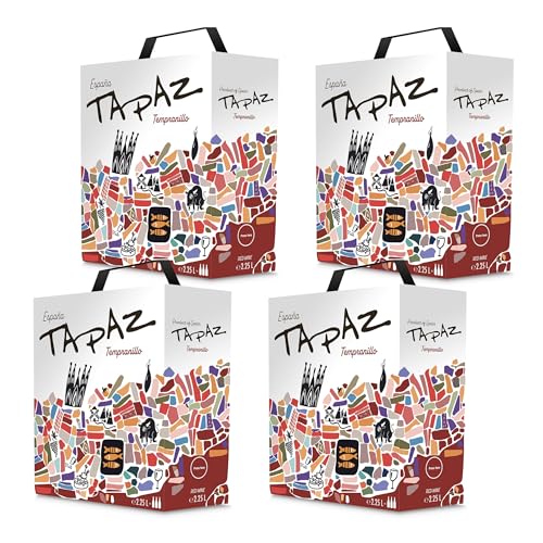 Tapaz - Rotwein Tempranillo in Bag in Box, aus Spanien (4 x 2,25 L) von Tapaz