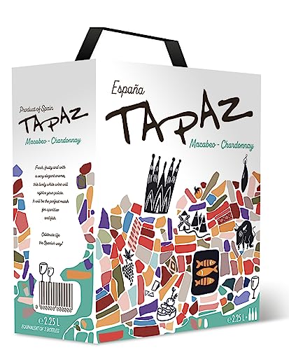 Tapaz - Weißwein Macabeo, Chardonnay in Bag in Box, aus Spanien (1 x 2,25 L) von Tapaz