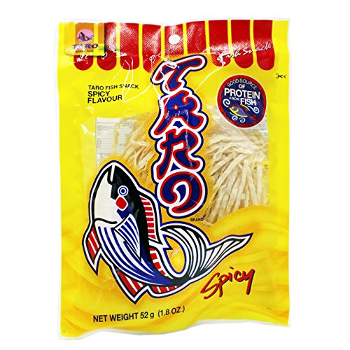 10x52g Taro Thailändisches Fish Snack Spicy Flavor (gelb) von Taro