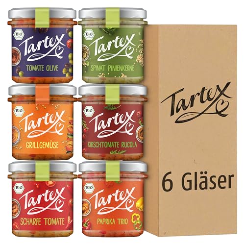 Tartex Bio Brotaufstriche Herzhaft | Veganer Aufstrich | Kennenlernbox Marktgemüse | 6 Gläser im Vorteilspack | lecker auf Brot oder als Dip | 815g Tartex Bio Brotaufstriche Herzhaft | Veganer Aufstrich | Kennenlernbox Marktgemüse | 6 Gläser im Vorteilspack | lecker auf Brot oder als Dip | 815g von Tartex
