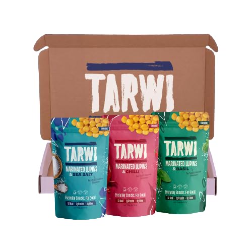 Tarwi 100% natürliche Lupinen Eiweißreicher Keto Snack Zuckerarmer Beutel Pflanzliches Eiweiß Kohlenhydratarmer Ballaststoffreicher Veganer Snack Marinierte Lupinibohnen - 6 x 70g Beutel von Tarwi