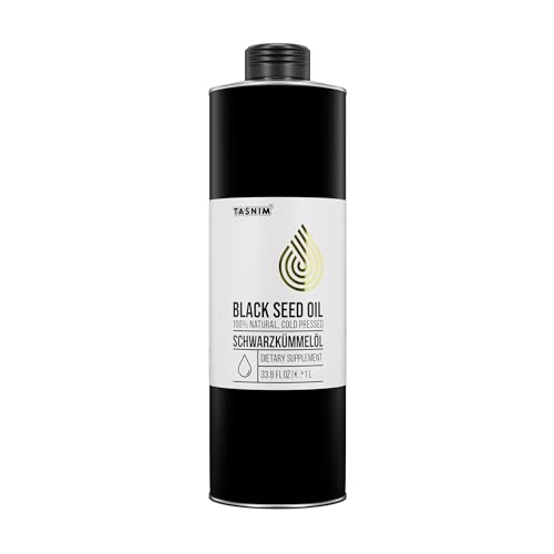 Schwarzkümmelöl Kaltgepresst 1000ml, Ungefiltert, Hochwertig, Naturrein Ohne Zusatzstoffe, Äthiopisches Nigella Sativa Öl mit Hohem Thymoquinon, Mühlenfrisch, Vegan von Tasnim