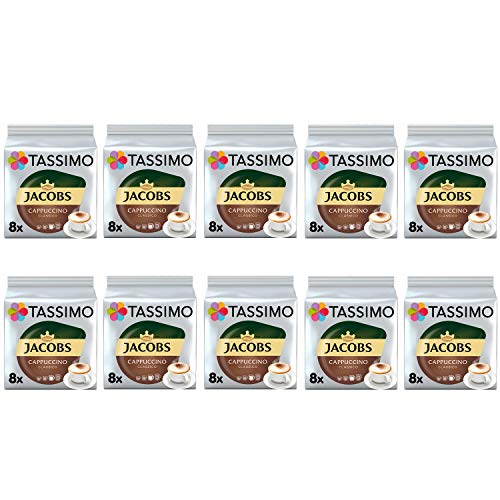 TASSIMO Jacobs Cappuccino Classico Kaffeepads - 10 Packungen (80 Getränke von Tassimo