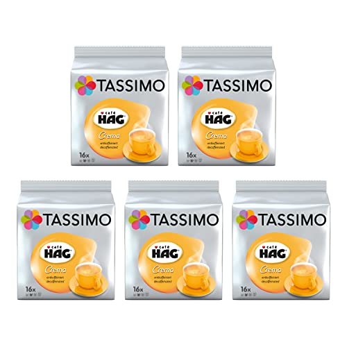 Tassimo Café HAG Crema Entkoffeiniert Kaffeekapseln - 5 Packungen (80 Portionen) von Tassimo