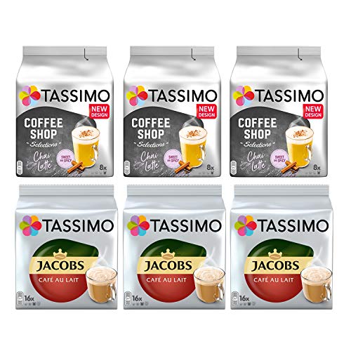 Tassimo Coffee Variety Pack - 3x Café Au Lait + 3x Chai Latte - 6 Packs von Tassimo