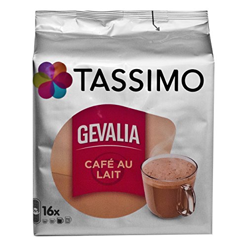 Tassimo Gevalia Cafe au Lait, Milchkaffee, Kaffee Kapseln, gemahlener Röstkaffee, 16 T-Discs / Portionen von Tassimo